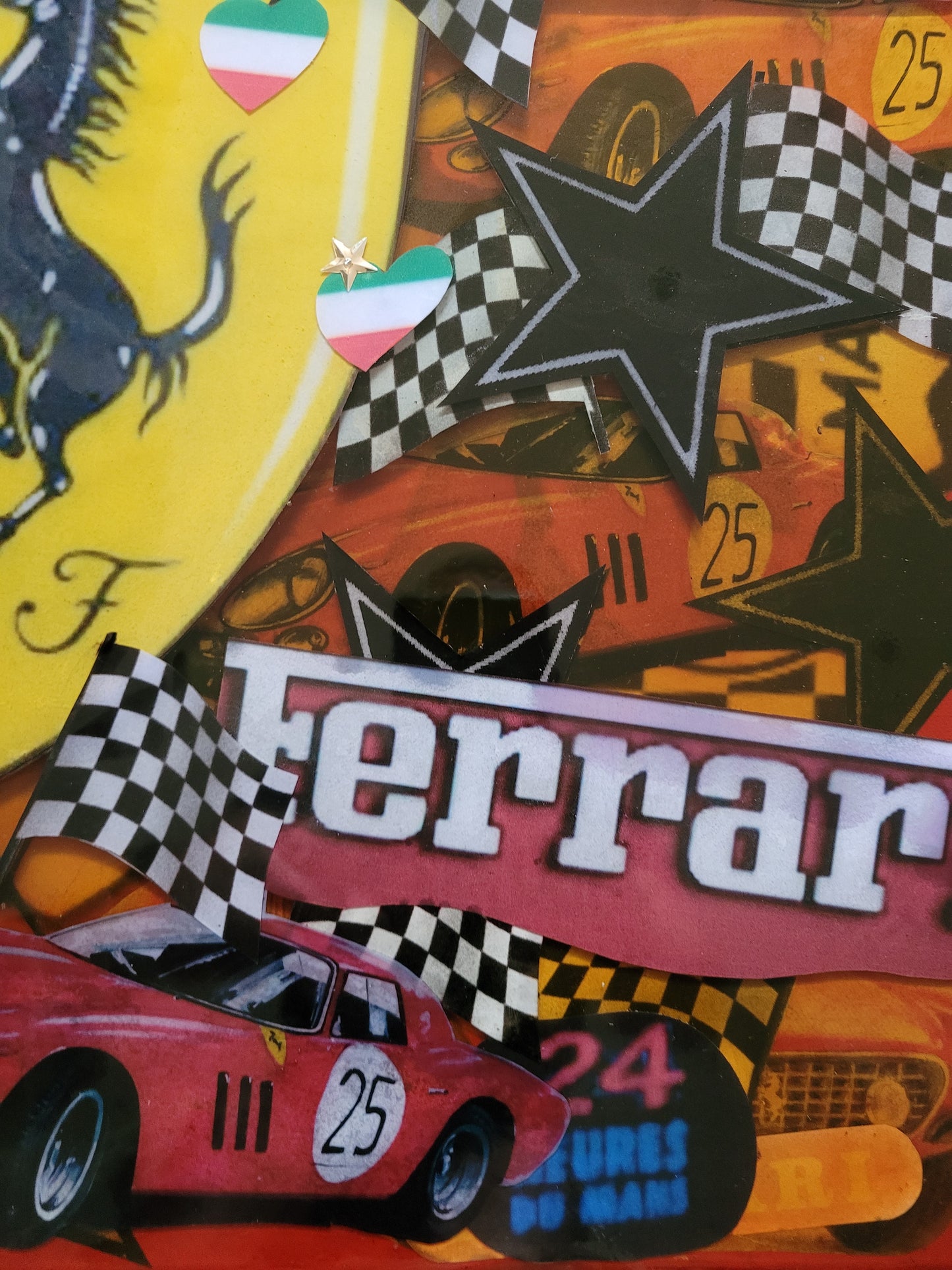 FERRARI Tableau Art Automobile sur toile réalisé par RSPK. Œuvre originale inspirée de l'univers FERRARI, technique mixte, certificat d'authenticité fourni. (Copie)