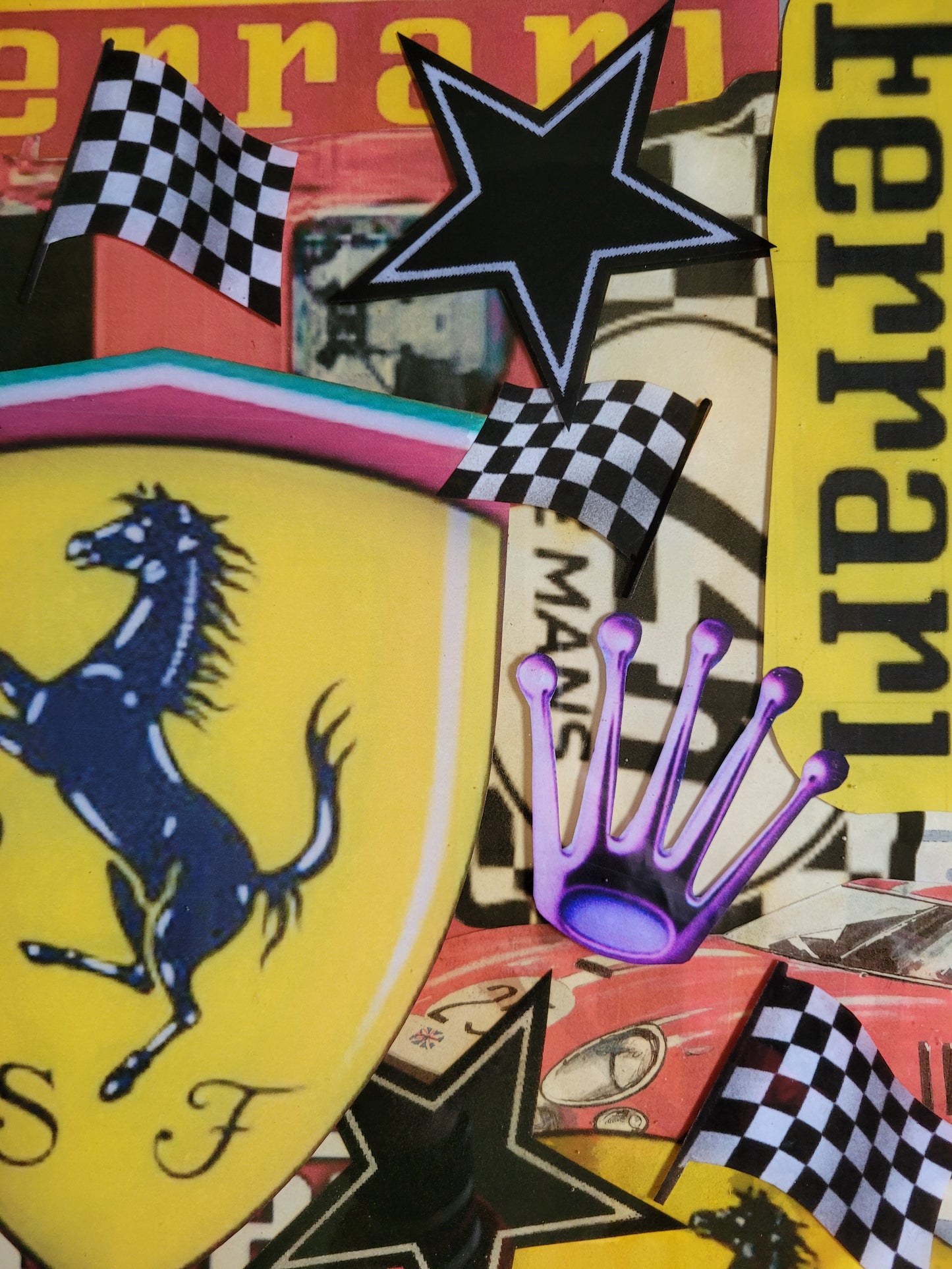 FERRARI RETRO. Tableau Art Automobile sur toile réalisé par RSPK. Œuvre originale inspirée de l'univers FERRARI, technique mixte, série vintage, certificat d'authenticité fourni.