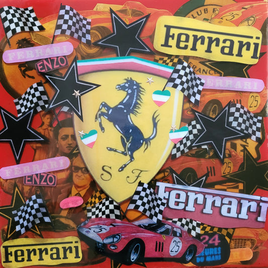 FERRARI                         Tableau Art Automobile sur toile réalisé par RSPK.      Œuvre originale inspirée de l'univers FERRARI, technique mixte, certificat d'authenticité fourni.
