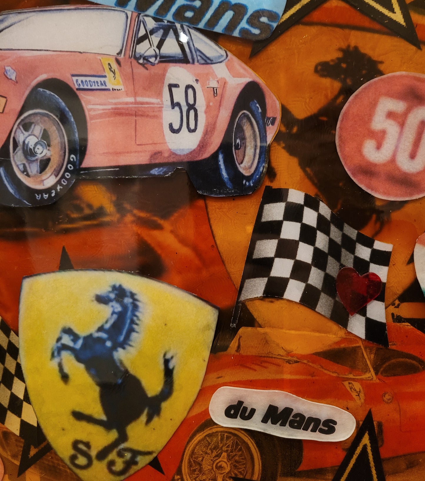 FERRARI 24H.                 Tableau Art Automobile sur toile réalisé par RSPK.      Œuvre originale inspirée de l'univers FERRARI, technique mixte, série vintage, certificat d'authenticité fourni.