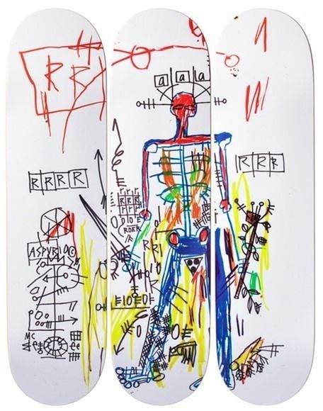 ROBOT   Jean-Michel Basquiat (1960-1988) - Skateboard Triptyque